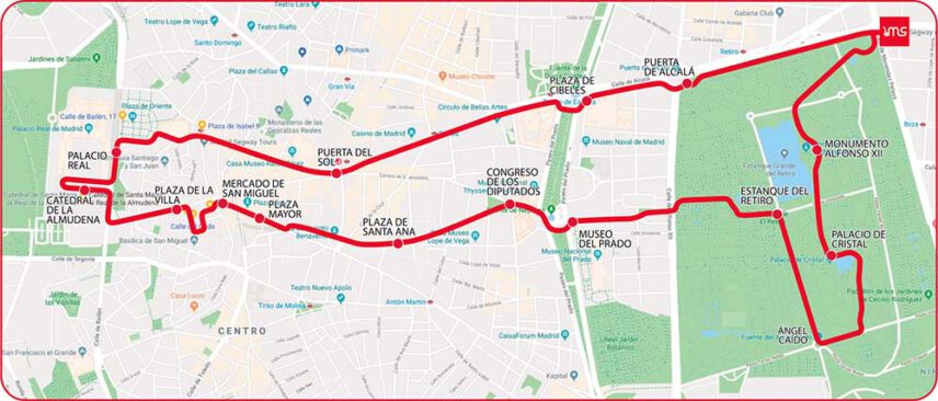 Mapa tour en bicicleta madrid monumental