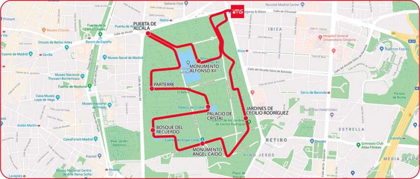 Mapa tour en bicicleta madrid parque del retiro bike tour